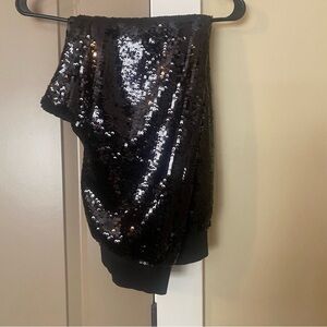 Alice & Olivia Black Sequin Cropped Pants S